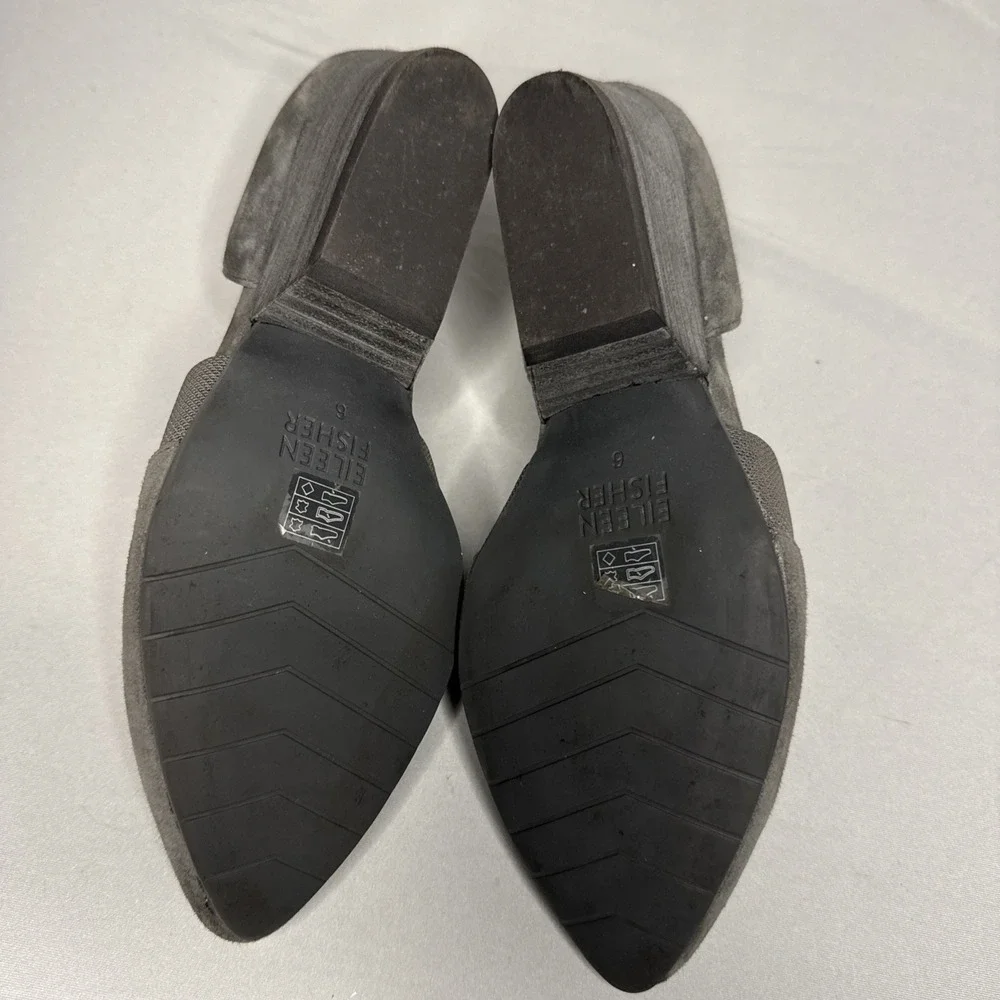 Eileen Fisher Hilly D'orsay Wedge Pump Women's Gray Suede Slip-On Heels Size 6